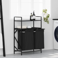 Panier à linge à 2 compartiments avec étagères en chêne noir 637594637594