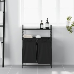 Panier à linge à 2 compartiments avec étagères en chêne noir 637594637594