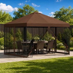 Abri de jardin avec parois 3 x 3 m Marron Polyester et Acier 637595637595