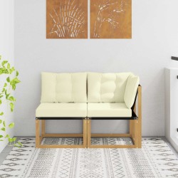 Canapé d’extérieur milieu et coin avec coussin 2 Pièce Blanc 637608637608