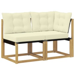 Canapé d’extérieur milieu et coin avec coussin 2 Pièce Blanc 637608637608