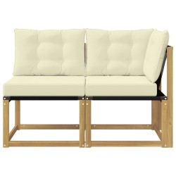 Canapé d’extérieur milieu et coin avec coussin 2 Pièce Blanc 637608637608