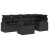 Ensemble de canapé de jardin avec coussin 6 pcs Noir Poly rotin 637623637623