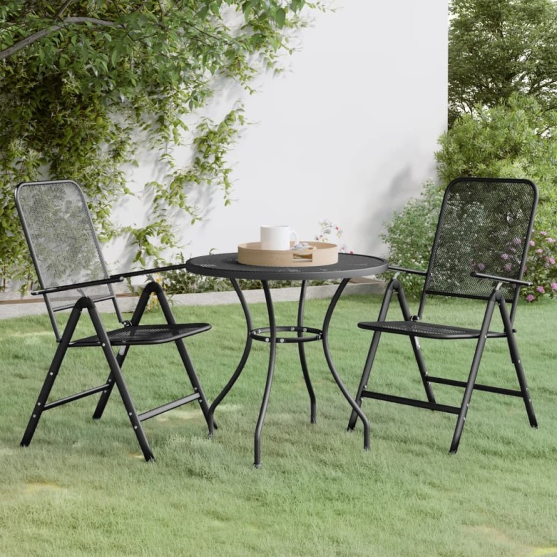 Ensemble à manger de jardin 3 pcs Maille Métal Anthracite 637626637626