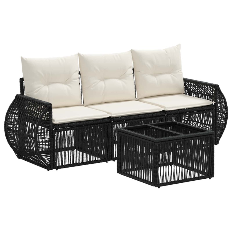 Ensemble de canapé de jardin 4 pcs Noir et blanc crème 637628637628