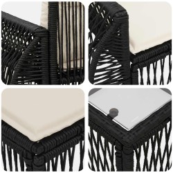 Ensemble de canapé de jardin 4 pcs Noir et blanc crème 637628637628