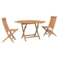 Ensemble bistro de jardin 3 pcs Marron Teck massif 637633637633