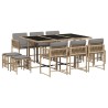 Ensemble à manger de jardin et coussins 11 pcs mélange beige 637635637635