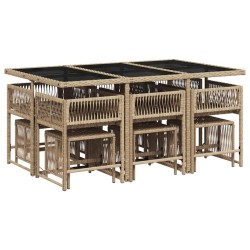 Ensemble à manger de jardin et coussins 11 pcs mélange beige 637635637635