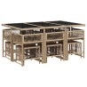 Ensemble à manger de jardin et coussins 11 pcs mélange beige 637635637635