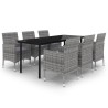 Ensemble à manger de jardin coussins 7 pcs Résine tressée Verre 637636637636