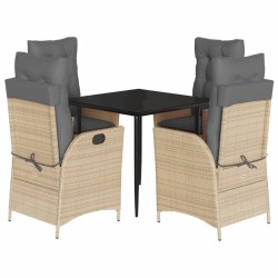 Ensemble à manger de jardin avec coussins 5pcs Beige poly rotin 637637637637