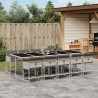 Ensemble à manger de jardin 11pcs avec coussins gris poly rotin 637641637641