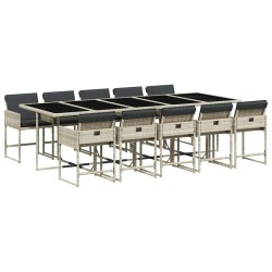 Ensemble à manger de jardin 11pcs avec coussins gris poly rotin 637641637641