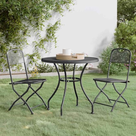 Ensemble à manger de jardin 3 pcs Maille Métal Anthracite 637646637646