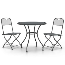 Ensemble à manger de jardin 3 pcs Maille Métal Anthracite 637646637646