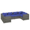 Salon de jardin 6 pcs avec coussins résine tressée gris 637650637650