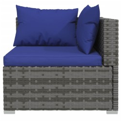 Salon de jardin 6 pcs avec coussins résine tressée gris 637650637650