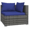 Salon de jardin 6 pcs avec coussins résine tressée gris 637650637650