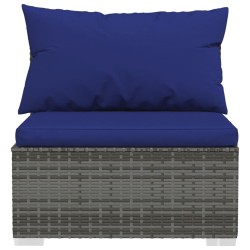 Salon de jardin 6 pcs avec coussins résine tressée gris 637650637650