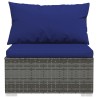 Salon de jardin 6 pcs avec coussins résine tressée gris 637650637650