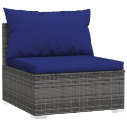 Salon de jardin 6 pcs avec coussins résine tressée gris 637650637650