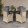 Ensemble à manger de jardin avec coussins 5pcs Beige poly rotin 637652637652