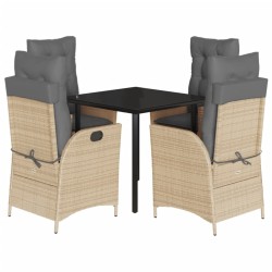 Ensemble à manger de jardin avec coussins 5pcs Beige poly rotin 637652637652