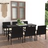 Ensemble à manger de jardin 7 pcs Résine tressée Noir 637653637653