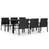 Ensemble à manger de jardin 7 pcs Résine tressée Noir 637653637653