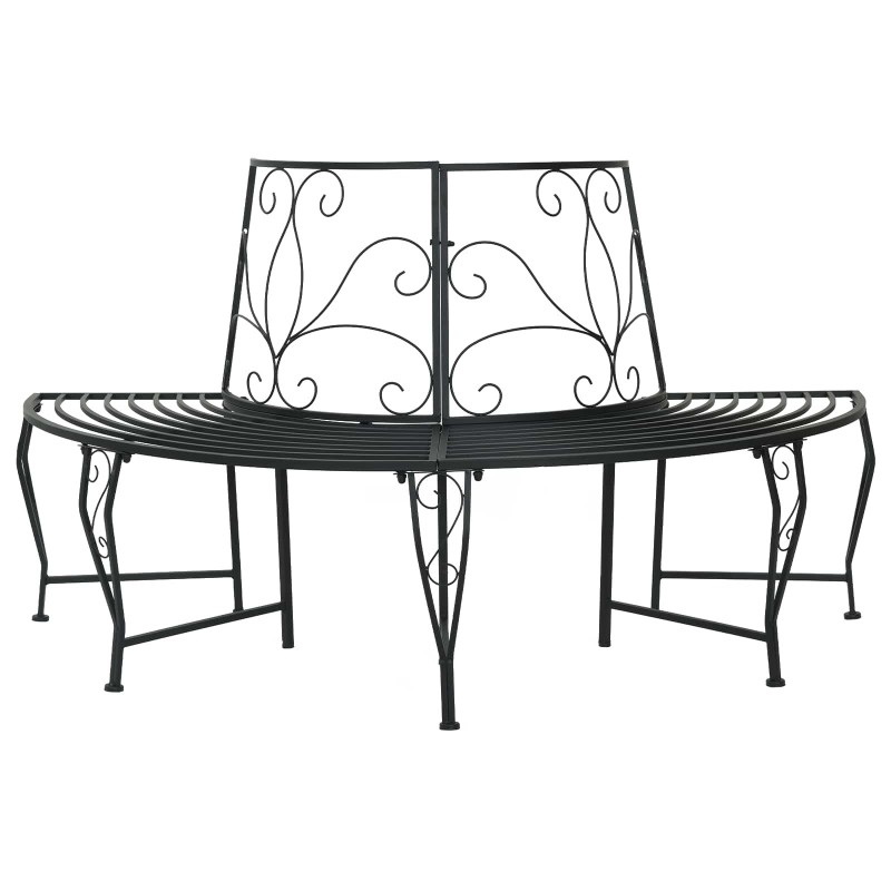 Banc d'Arbre 4-Nombre de places 160 x 80 x 89 cm Acier Noir 637664637664