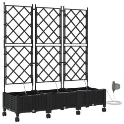 Porte-plante de jardin avec irrigation et roues 3 pc Noir PP 637665637665