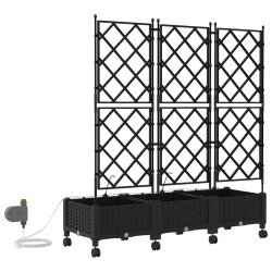 Porte-plante de jardin avec irrigation et roues 3 pc Noir PP 637665637665