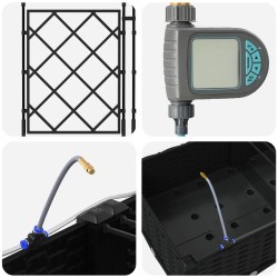 Porte-plante de jardin avec irrigation et roues 3 pc Noir PP 637665637665