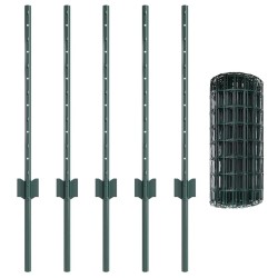 Clôture Euro avec poteau 10 x 0,6 m Acier recouvert de PVC Vert 637671637671