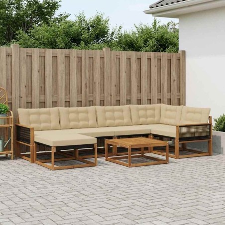 Ensemble de canapés d'extérieur 7 pcs Naturel et Beige 637684637684