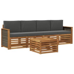 Ensemble de canapés d'extérieur 5 pcs Naturel et Anthracite 637690637690