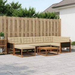 Ensemble de canapés d'extérieur 7 pcs Naturel et Beige 637692637692
