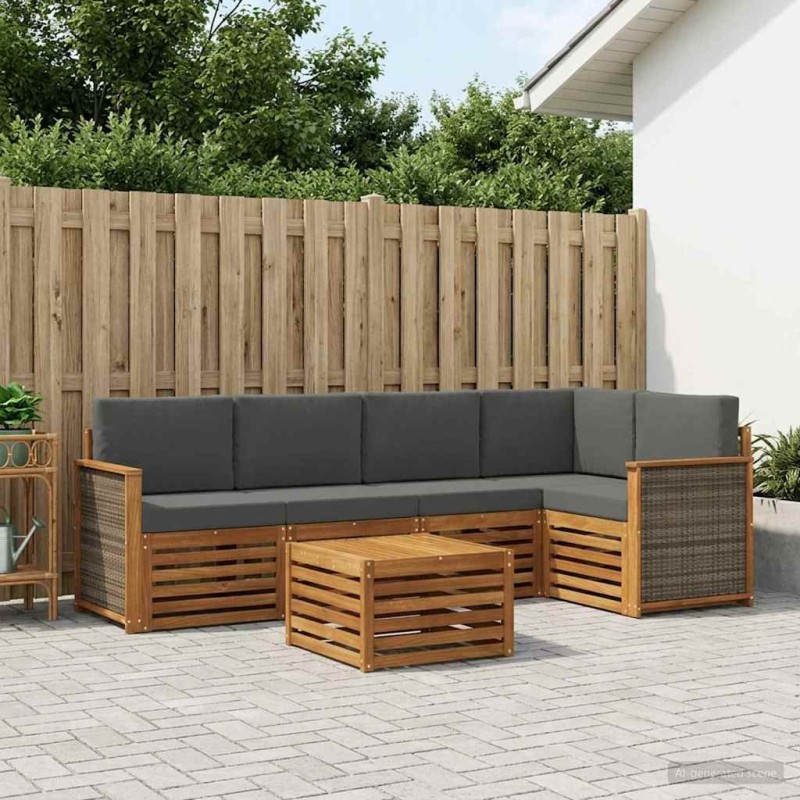 Ensemble de canapé d'angle 5 pcs Naturel et Anthracite 637694637694