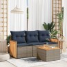 Ensemble de canapé de jardin 4 pcs avec coussins gris résine tressée 637699637699