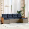 Ensemble de canapé de jardin 5 pcs avec coussins gris résine tressée 637700637700