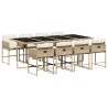 Ensemble à manger de jardin et coussins 9 pcs beige Poly rotin 637702637702