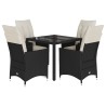 Ensemble à manger de jardin coussins 5pcs Noir Résine tressée 637703637703