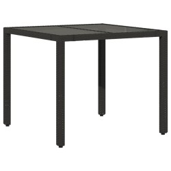 Ensemble à manger de jardin coussins 5pcs Noir Résine tressée 637703637703
