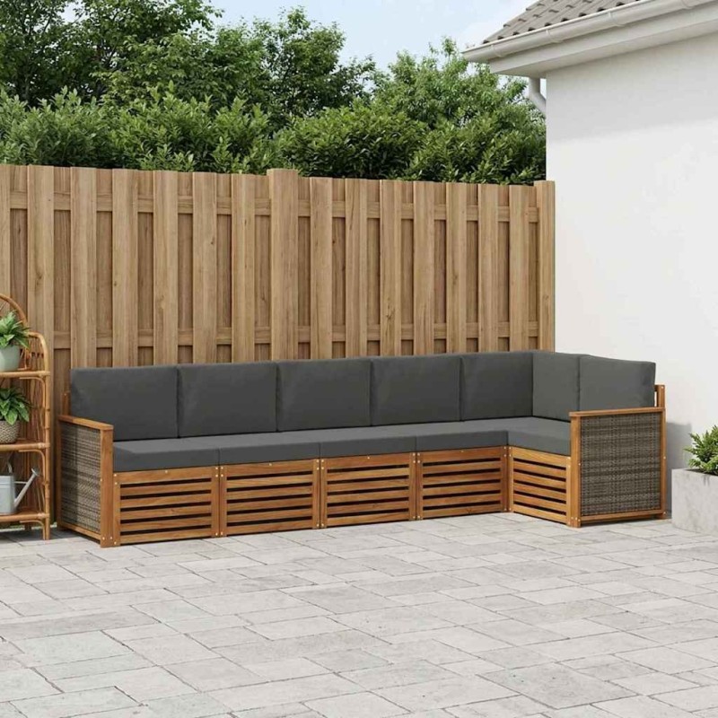 Ensemble de canapé d'angle 5 pcs Naturel et Anthracite 637706637706