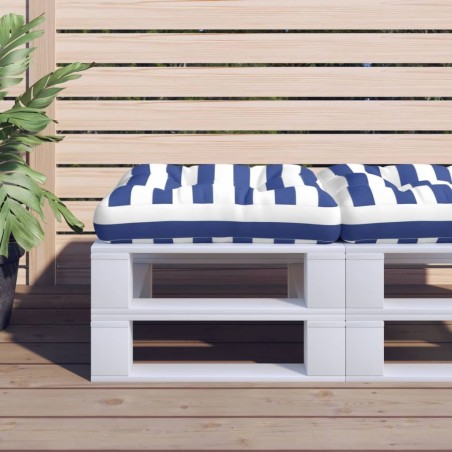 Coussin de palette rayure bleue/blanche 58x58x10 cm tissu 637707637707