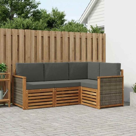 Ensembles de canapés avec coussin 4 pcs Bois d'Acacia Massif 637708637708