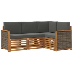Ensembles de canapés avec coussin 4 pcs Bois d'Acacia Massif 637708637708