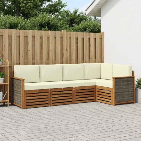Ensemble de canapé d'angle avec coussin 4 pcs Naturel et Crème 637709637709