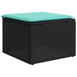 Salon de jardin 6 pcs avec coussins noir résine tressée 637711637711